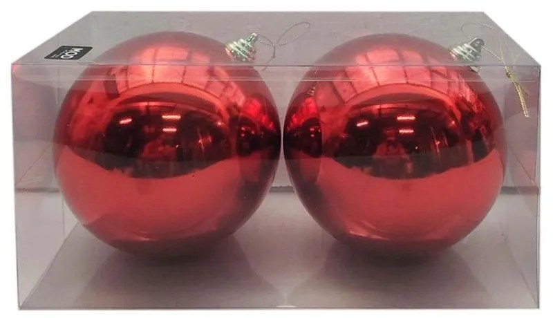 Χριστουγεννιάτικες Μπάλες 00.01.13014 (Σετ 2τμχ) 15cm Red