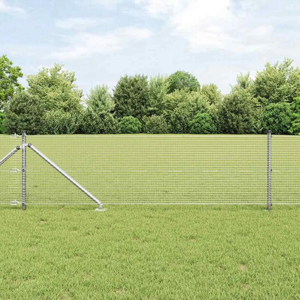 vidaXL Φράχτης με Στήλες. Ασημί 0.8 x 25 m Ατσάλι
