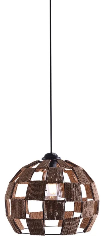 Φωτιστικό Οροφής Μονόφωτο Homelighting Ball Show 77-3619 Black/Rope