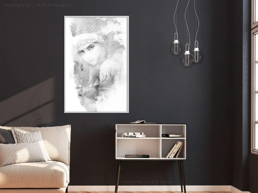 Αφίσα - Mysterious Look (Grey) - 20x30 - Χρυσό - Χωρίς πασπαρτού