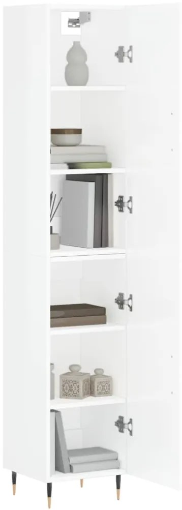 vidaXL Ντουλάπι Γυαλ. Λευκό 34,5 x 34 x 180 εκ. από Επεξεργασμένο Ξύλο