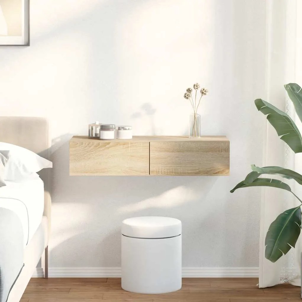 vidaXL Ράφι τοίχου με συρτάρια Sonoma Oak Κατασκευασμένο ξύλο