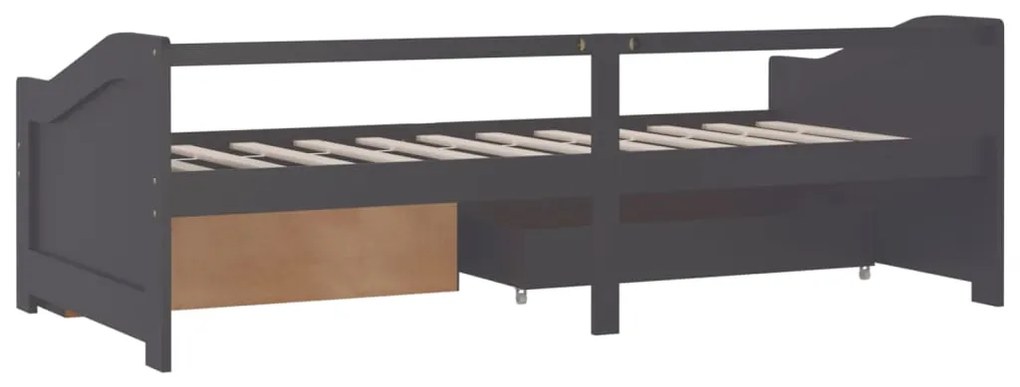 vidaXL Καναπές Κρεβάτι 3 Θέσεων με Συρτάρια Γκρι 90x200 εκ Μασίφ Πεύκο
