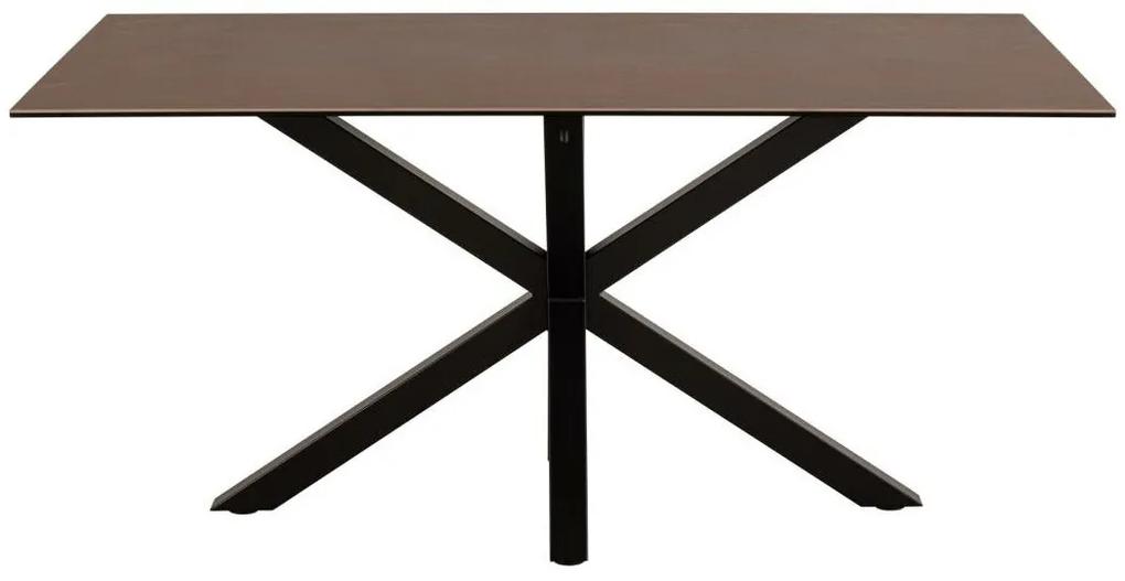 Τραπέζι Oakland 582, Μαύρο, Καφέ, 76x90x160cm, 61 kg, Επεξεργασμένο γυαλί, Κεραμικός, Μέταλλο | Epipla1.gr