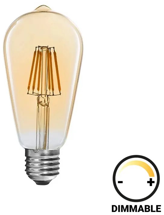 Λαμπτήρας LED ST64 Bulb pakoworld dimmable 4W E27 amber