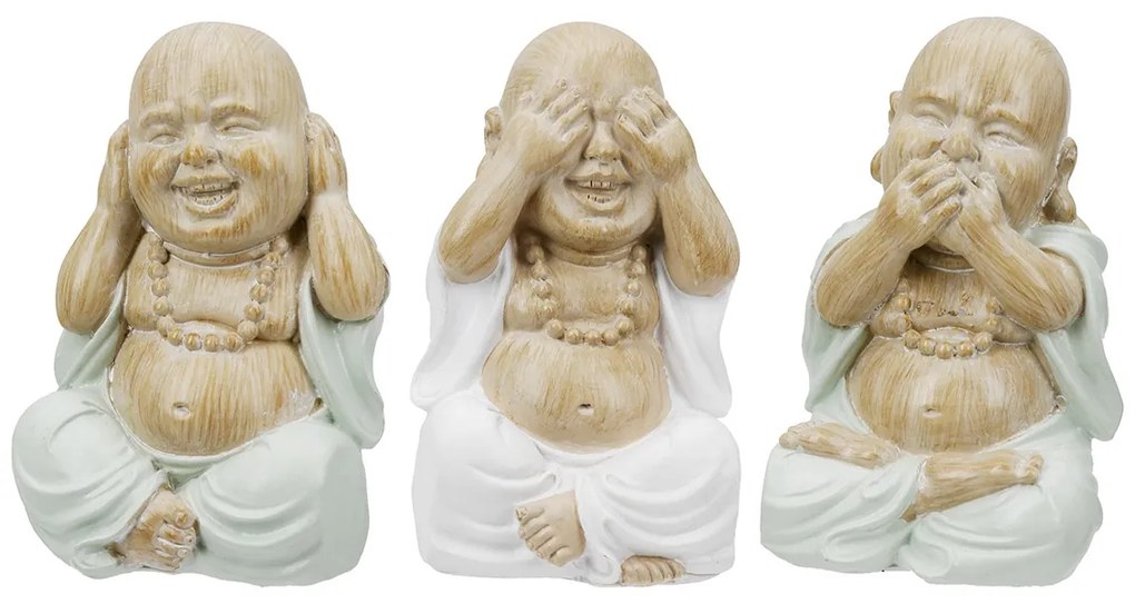 Φιγούρα Buddha -Meditation- Πολυρεζίνη Ecru PU 12 Pcs. Assorted 6x5x9.5cm