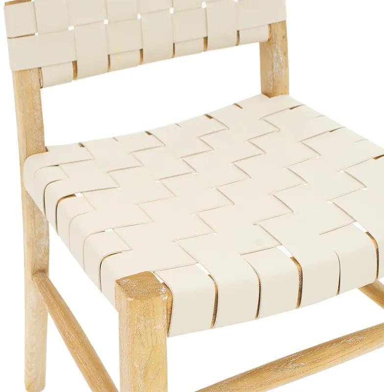 Καρέκλα Brane pakoworld ξύλο sonoma antique-έδρα pu εκρού - Ξύλο - 102-000007