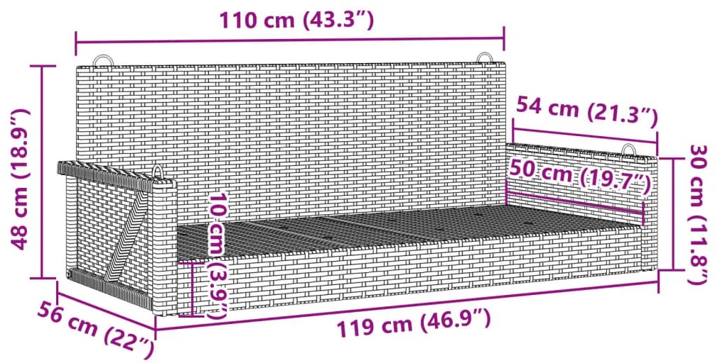 ΠΑΓΚΑΚΙ ΚΟΥΝΙΑ ΜΑΥΡΟ 119X56X48 ΕΚ. ΑΠΟ ΣΥΝΘΕΤΙΚΟ ΡΑΤΑΝ 365625