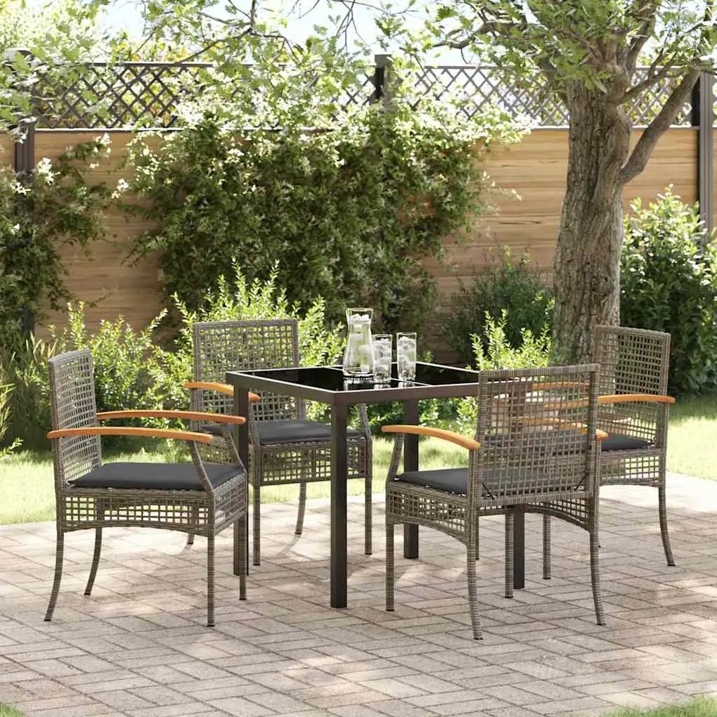 vidaXL Σέτ φαγητού για κήπο 5 pcs Γκρι συνθετικό ρατάν