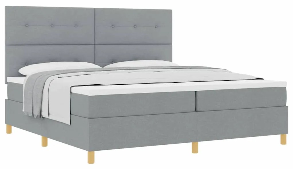 vidaXL Κρεβάτι με ελατήρια Ανοιχτό γκρι 200 x 200 cm ύφασμα