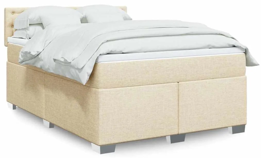 vidaXL Κρεβάτι Boxspring με Στρώμα Κρεμ 140x190 εκ. Υφασμάτινο