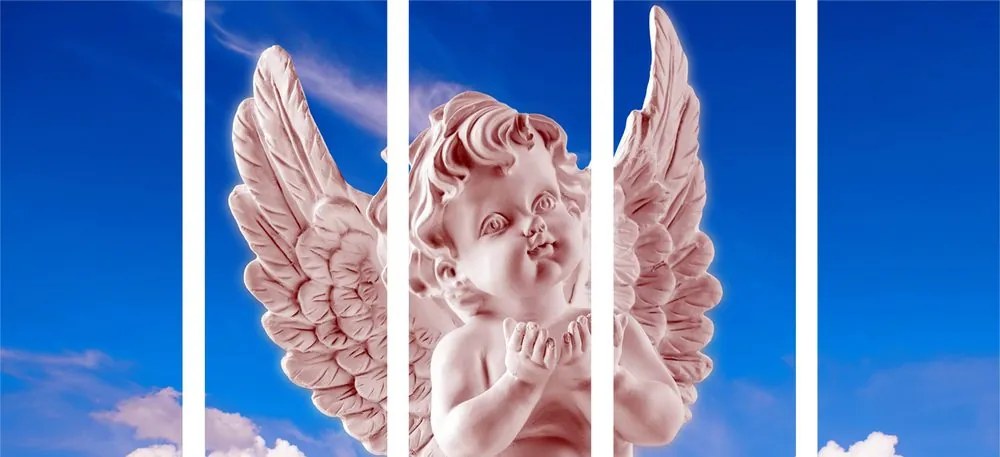 Εικόνα 5 τμημάτων ροζ άγγελος φροντίδας στον ουρανό - 200x100