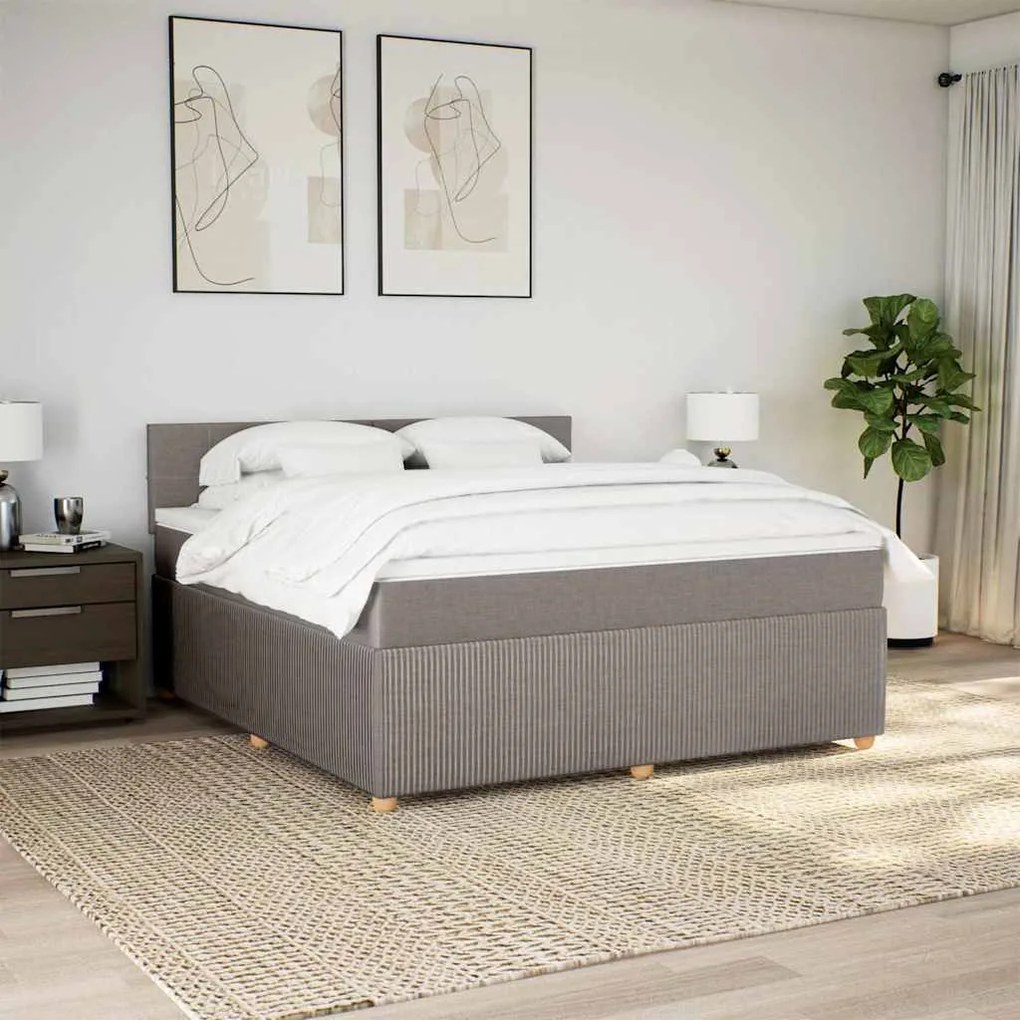 vidaXL Κρεβάτι Boxspring με Στρώμα Taupe 180x200 εκ. Υφασμάτινο