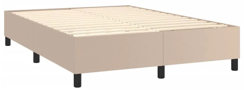 Κρεβάτι Boxspring Στρώμα&amp;LED Καπουτσίνο 140x200 εκ. Συνθ. Δέρμα - Καφέ