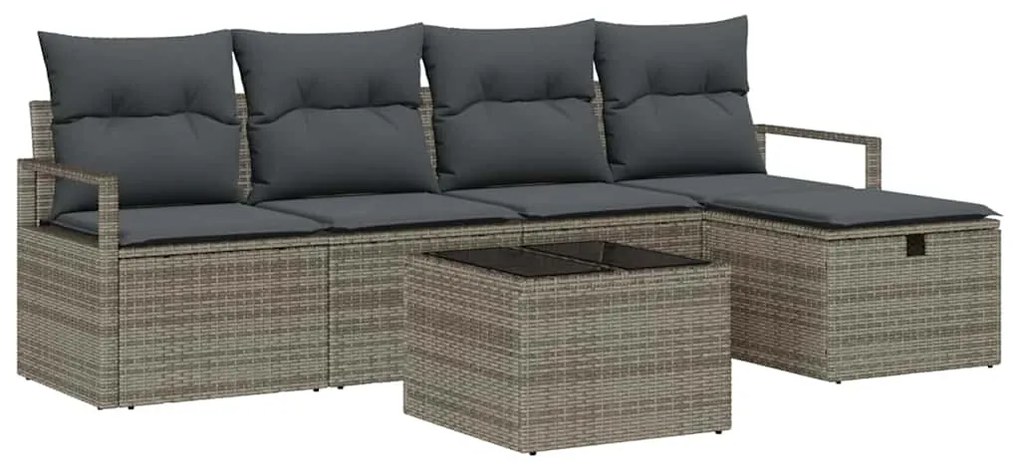 vidaXL Σετ Καναπέ Κήπου 6 pcs Γκρι 230 x 117 x 85 εκ. Πολυ ράταν