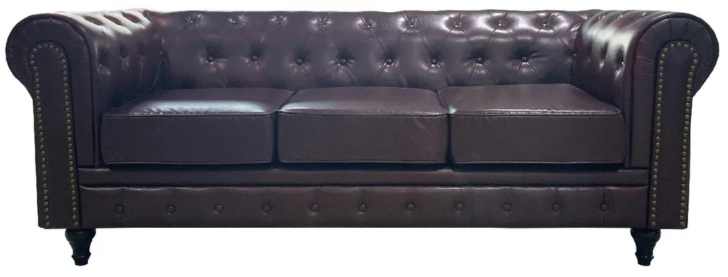 ΚΑΝΑΠΕΣ ΤΡΙΘΕΣΙΟΣ ARTELIBRE AVERY ΣΚΟΥΡΟ ΚΑΦΕ PU 208X90X73CM