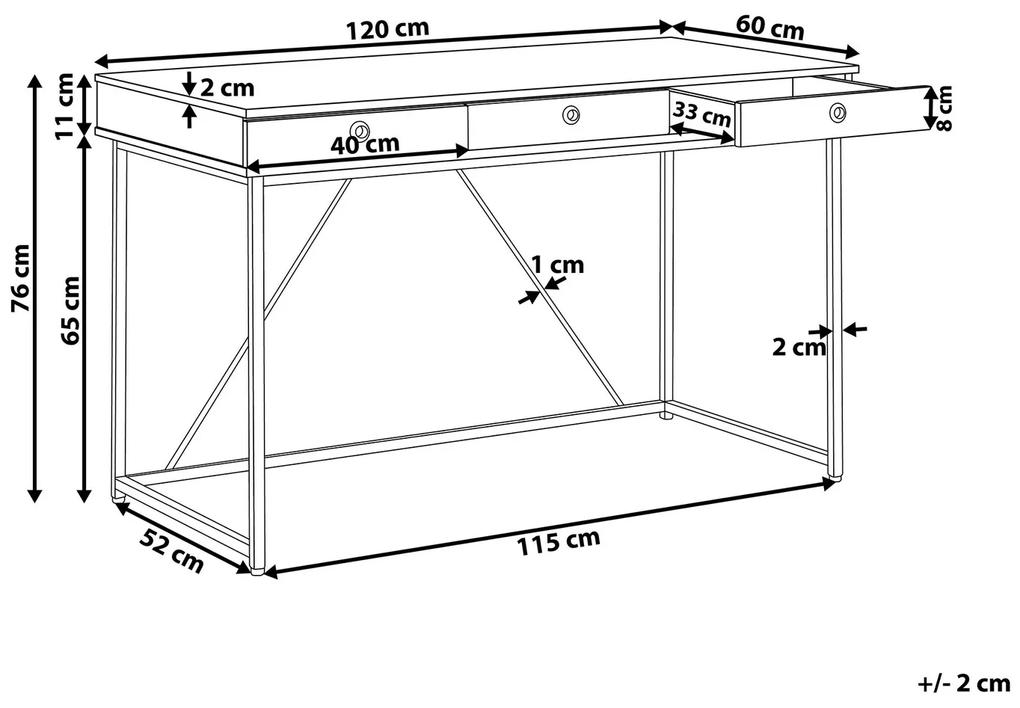 Τραπέζι γραφείου Berwyn 374, Με συρτάρια, 76x120x60cm, 20 kg, Μαύρο, Ανοιχτό χρώμα ξύλου | Epipla1.gr