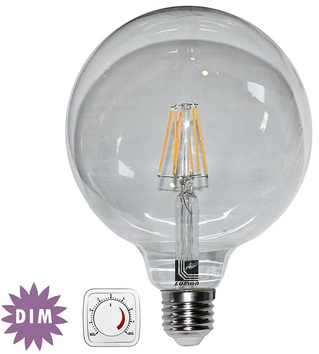 Adeleq Led Λάμπα Cog Globe Φ125 Διάφανο Ε27 10W Ντιμαριζόμενο Θερμό 13-27110009