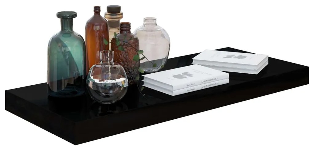 vidaXL Ράφια Τοίχου Γυαλιστερά Μαύρα 4 Τεμάχια 60x23,5x3,8 εκ. MDF