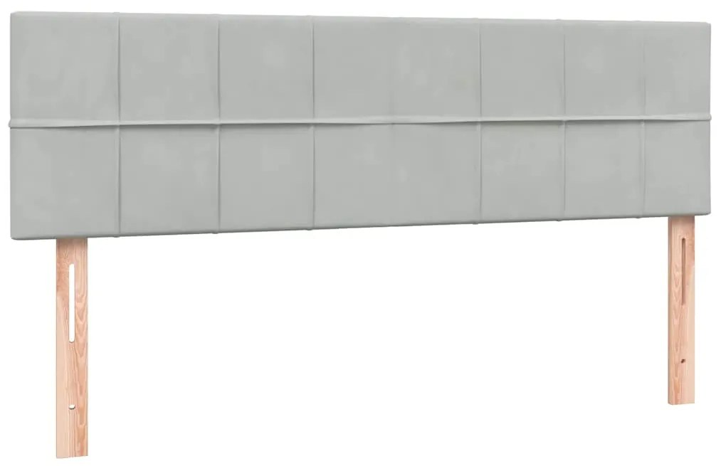 vidaXL Κρεβάτι Boxspring με Στρώμα Ανοιχτό Γκρι 160x220 εκ. Βελούδινο