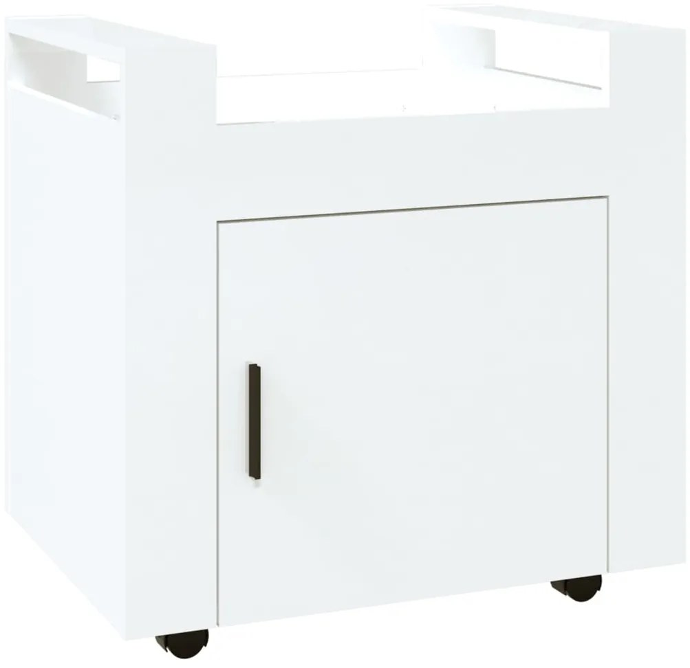 vidaXL Τρόλεϊ Γραφείου Γυαλ. Λευκό 60x45x60 εκ. από Επεξεργασμένο Ξύλο