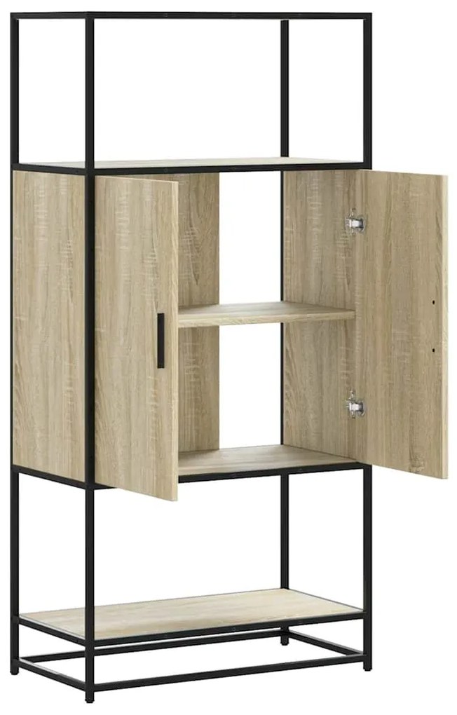 Highboard Δρυς sonoma 68x35x139 cm Επεξεργασμένο ξύλο μέταλλο - Καφέ