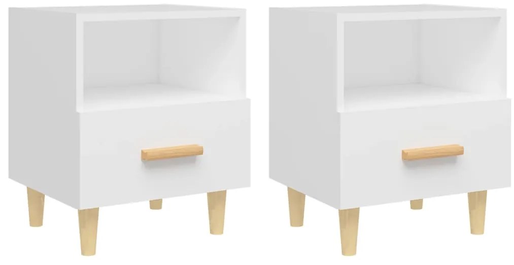vidaXL Κομοδίνα 2 τεμ. Λευκά 40 x 35 x 47 εκ.