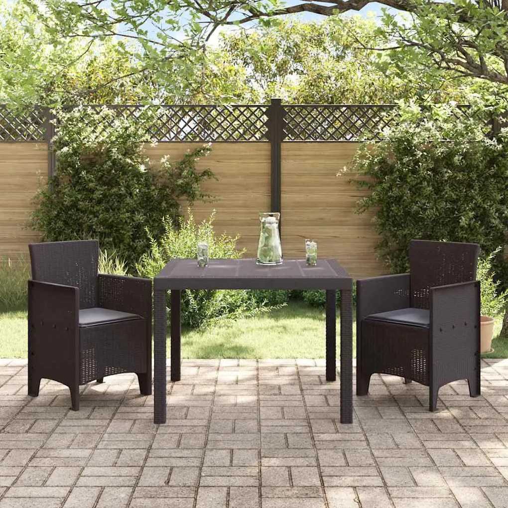 vidaXL Σέτ φαγητού για κήπο 3 pcs Καφέ Rattan Polt