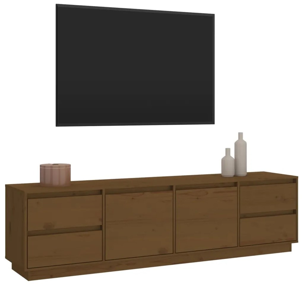 vidaXL Έπιπλο Τηλεόρασης Καφέ Μελί 176x37x47,5εκ από Μασίφ Ξύλο Πεύκου