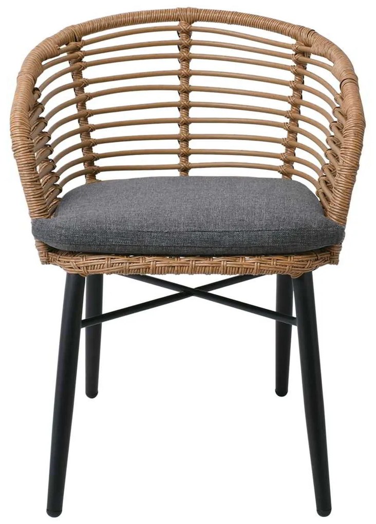 Πολυθρ. SALSA Alu STACK Στοιβαζόμενη Μαύρη/Wicker Φυσικό, Μαξ.Γκρι 57x63x74cm