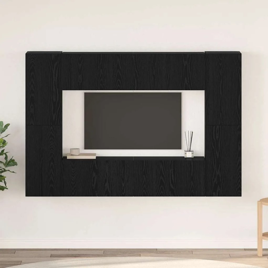 vidaXL Σετ επίπλου τηλεόρασης 8 pcs Μαύρη Δρυς 181 x 30 x 120 εκ