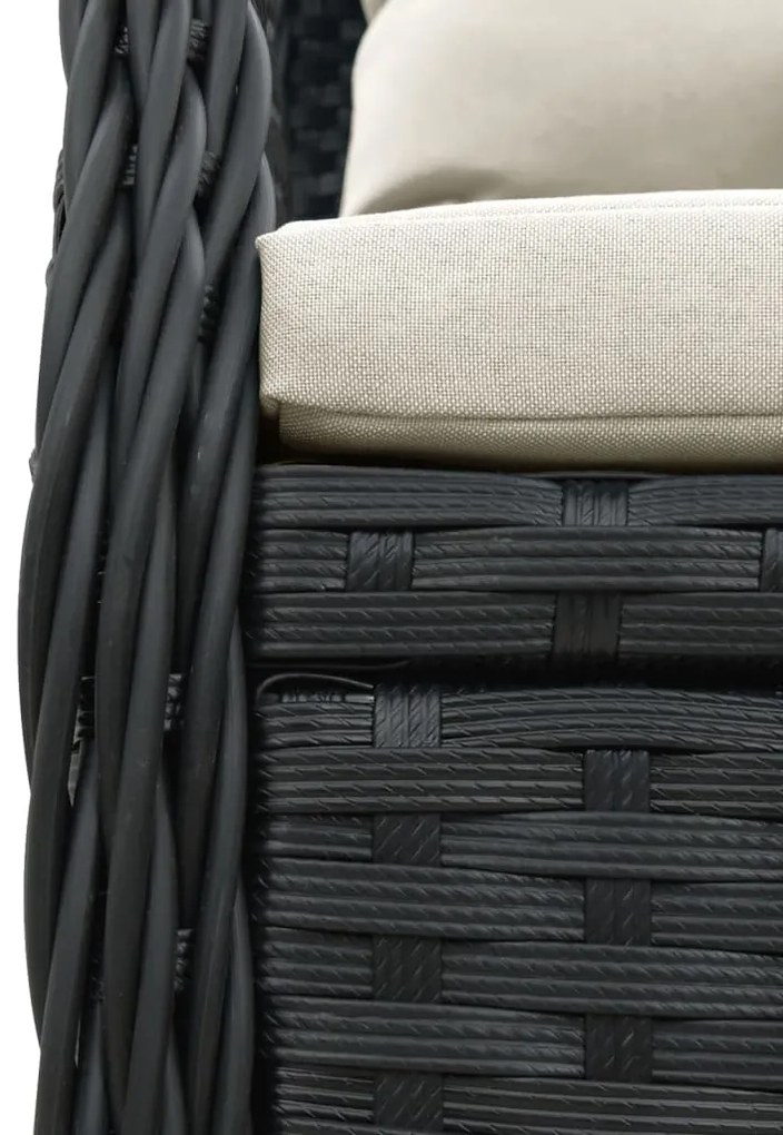 vidaXL Σετ Τραπεζαρίας Κήπου 5 Τεμαχίων Μαύρο Συνθ. Ρατάν με Μαξιλάρια