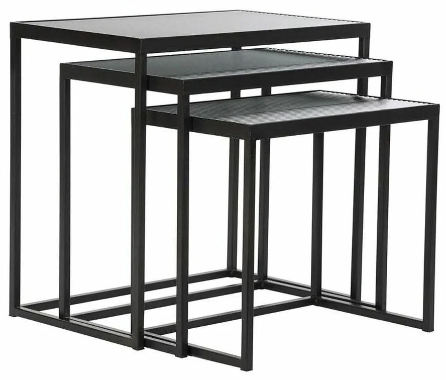 Σετ 3 Τραπεζάκια DKD Home Decor Μαύρο 58 x 36,5 x 53,5 cm