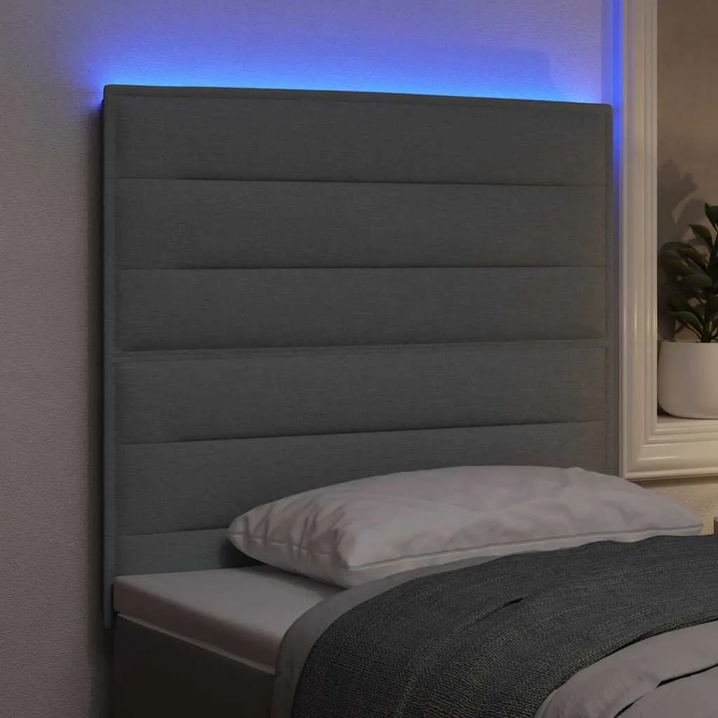 vidaXL LED κεφαλάρι με φώτα λωρίδας LED Ανοιχτό γκρι 100 cm ύφασμα