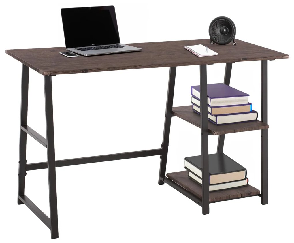 OFFICE DESK  METALLIC BLACK WITH MDF DESKTOP IN WALNUT COLOR 120Χ50Χ73,5Hcm.