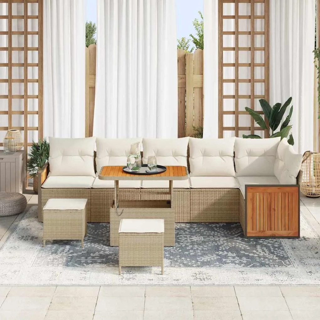 vidaXL Σετ Καναπέ Κήπου 9 pcs μπεζ και κρεμ 90 x 55 x 71 cm