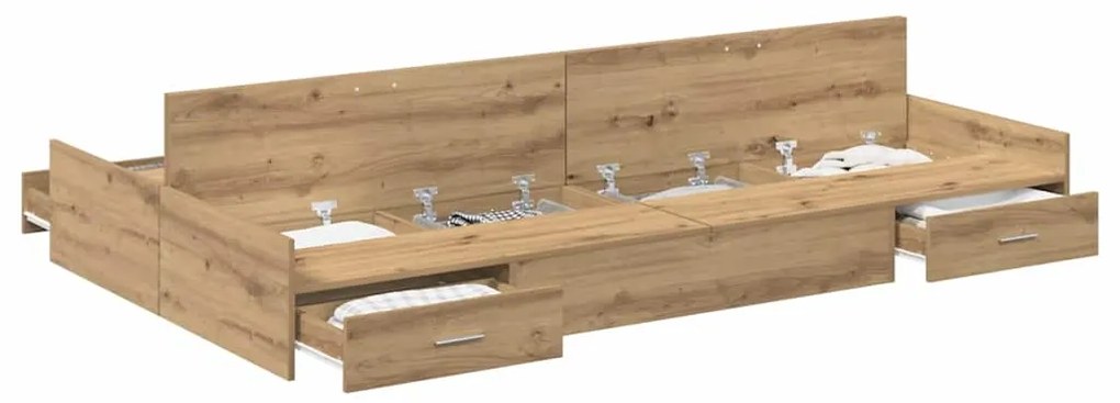 vidaXL Κρεβάτι με αποθηκευτικό χώρο artisan δρυς 120 x 200 cm