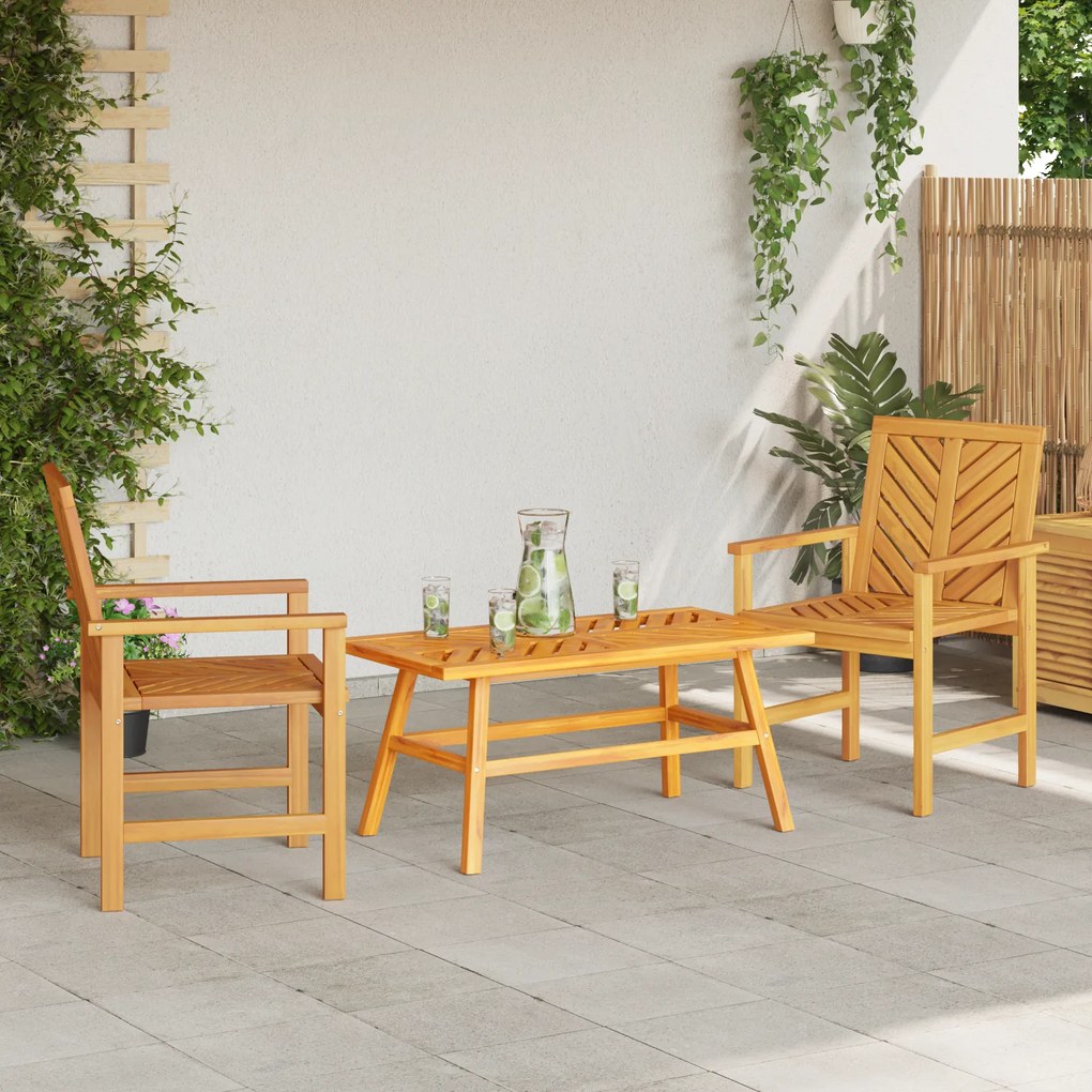 vidaXL Σετ Ξαπλώστρας Κήπου 2 pcs Καφέ Μασίφ ξύλο ακακίας