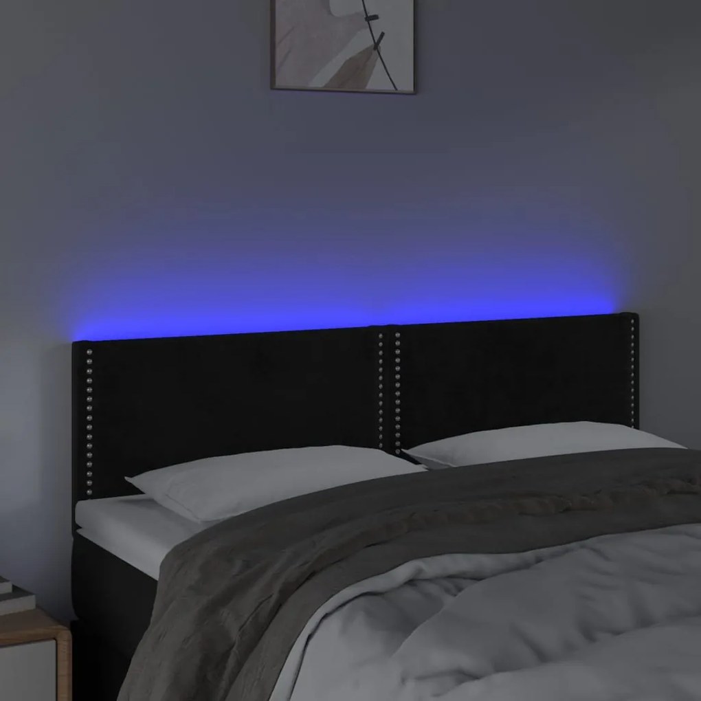 Κεφαλάρι Κρεβατιού LED Μαύρο 144x5x78/88 εκ. Βελούδινο 3121522