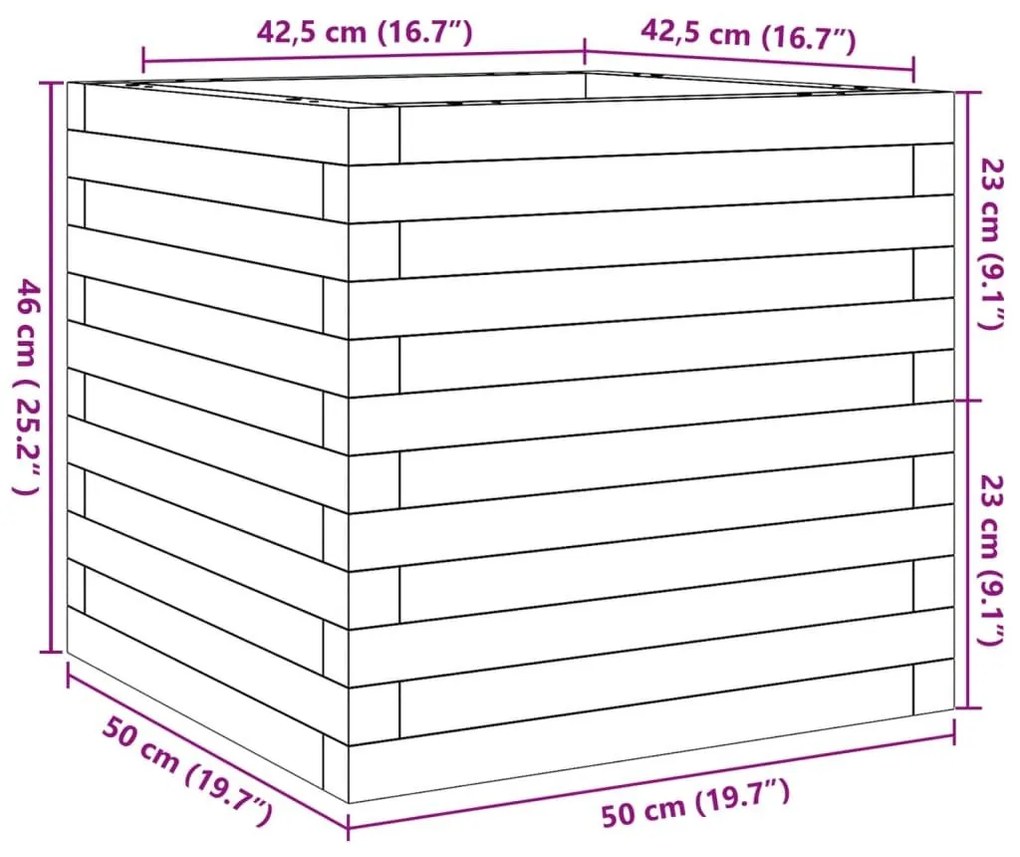 Ζαρντινιέρα Κήπου 50x50x46 εκ. από Εμποτισμένο Ξύλο Πεύκου - Καφέ