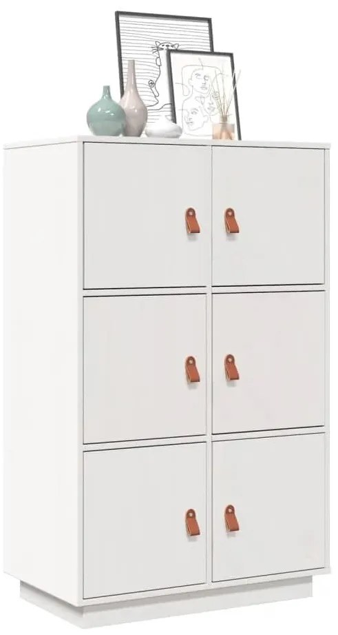 vidaXL Ντουλάπι Ψηλό Λευκό 67 x 40 x 108,5 εκ. από Μασίφ Ξύλο Πεύκου