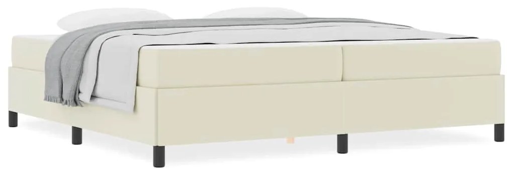 vidaXL Σκελετός κρεβατιού με στρώμα Κρεμ 200 x 200 cm Τεχνητό δέρμα