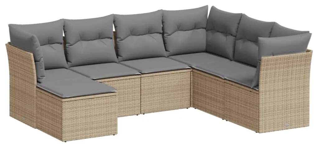 vidaXL Σαλόνι Κήπου Σετ 7 τεμ. Μπεζ Συνθετικό Ρατάν με Μαξιλάρια