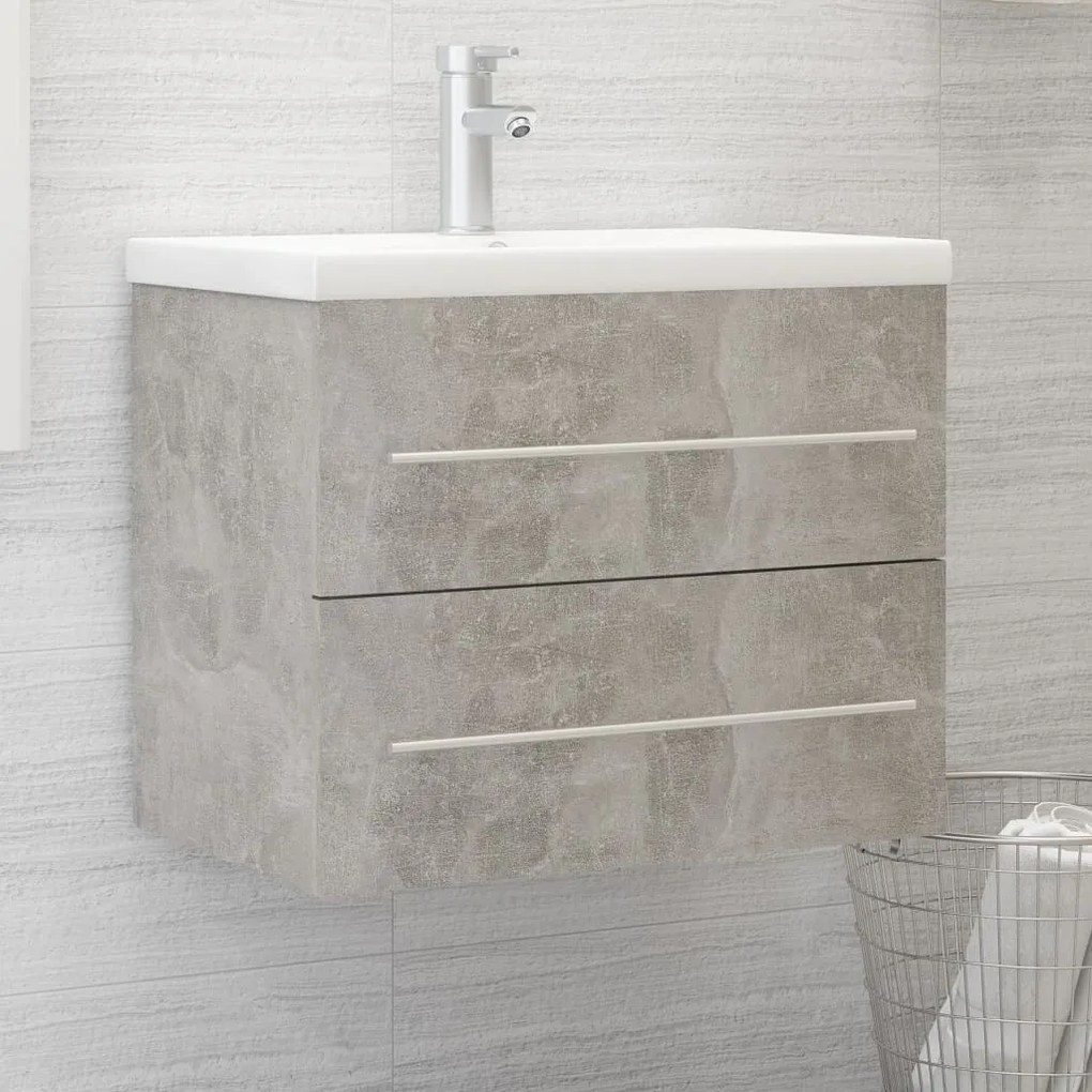 vidaXL Ντουλάπι Νιπτήρα Γκρι Σκυροδέμ. 60x38,5x48 εκ. από Επεξ. Ξύλο