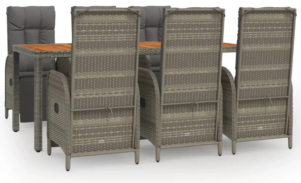 vidaXL Σετ Τραπεζαρίας Κήπου 7 τεμ. Γκρι Συνθ. Ρατάν με Μαξιλάρια