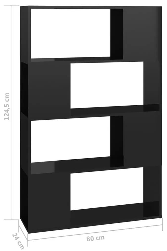 Βιβλιοθήκη/Διαχωριστικό Χώρου Γυαλισ. Μαύρο 80 x 24 x 124,5 εκ. - Μαύρο