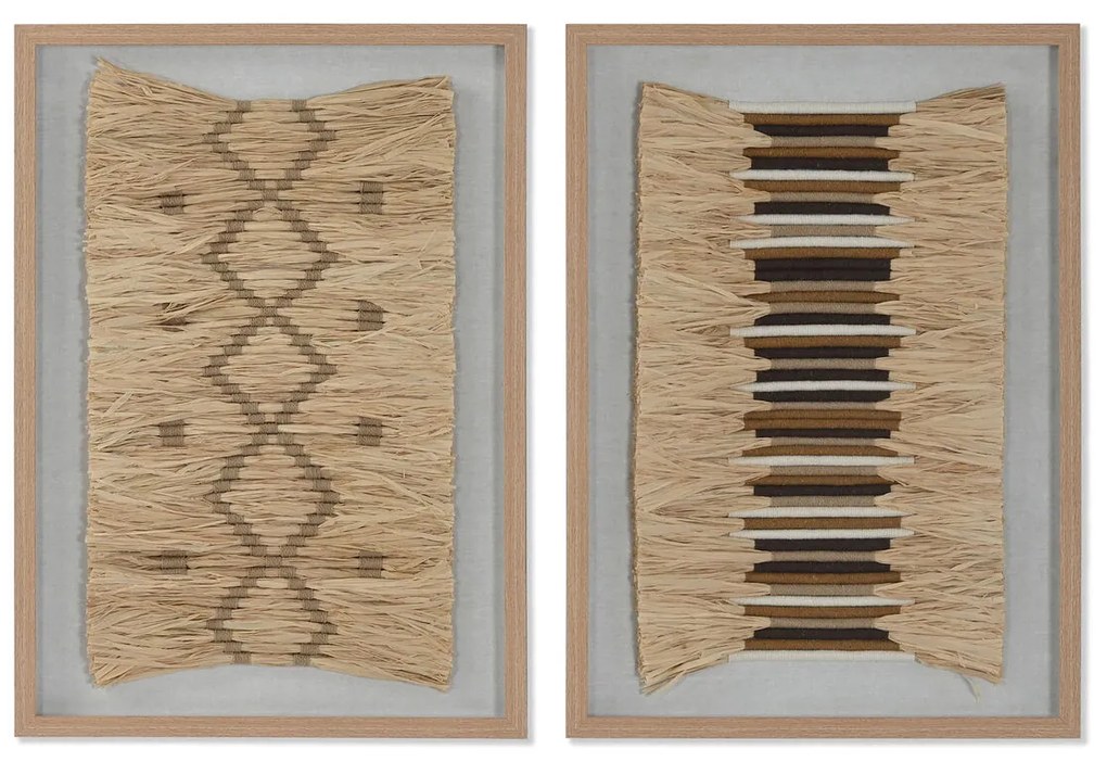 Πίνακας 3D Home ESPRIT Κλωστές Rafia πολυστερίνη 50 x 3 x 70 cm 50 x 3,5 x 70 cm