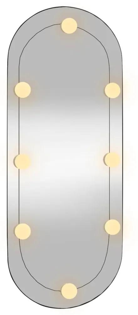 Καθρέφτης Τοίχου Οβάλ με Φώτα LED 30x70 εκ. από Γυαλί - Ασήμι