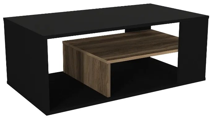 Τραπεζάκι σαλονιού Abdera Megapap χρώμα μαύρο - καρυδί 110x60x42εκ.