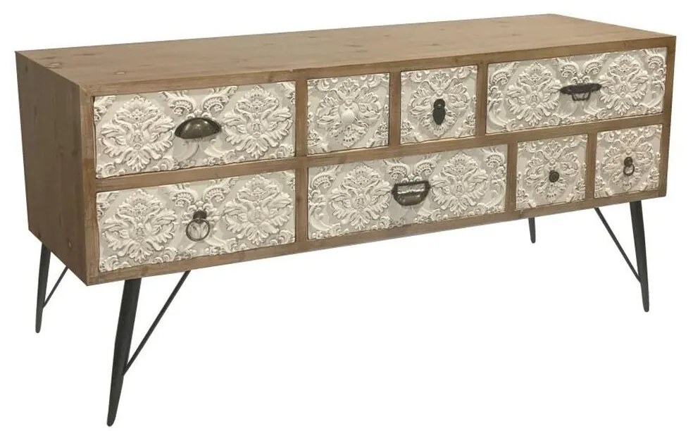 Τηλεόραση DKD Home Decor 120 x 40 x 61 cm Έλατο Φυσικό Μέταλλο Λευκό